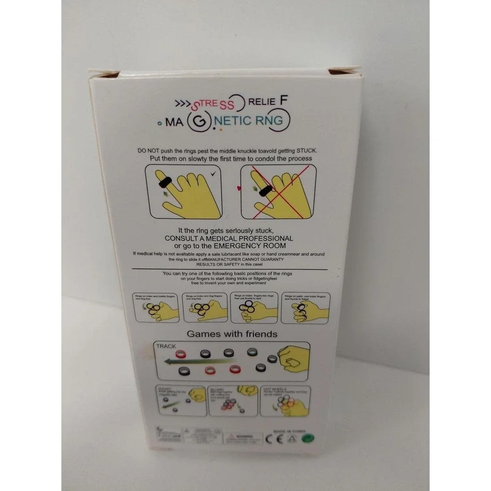 Stress Relief Magnetic Rings 3 Piece Set White Fidget Toy Ages 8+ NEW